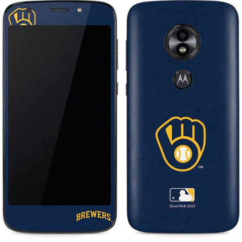 MLB Milwaukee Brewers - Solid Distressed Moto E5 Play Skin